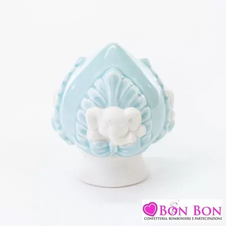 Bomboniera nascita e battesimo pomo con elefante in porcellana Le stelle - 1