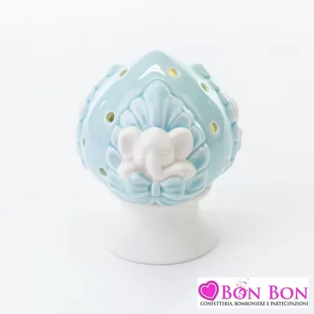Bomboniera nascita e battesimo pomo led con elefante in porcellana Le stelle - 1