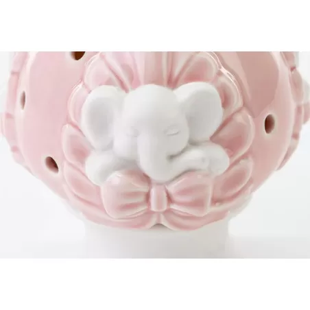 Bomboniera nascita e battesimo pomo led con elefante in porcellana rosa Le stelle - 2
