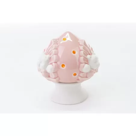 Bomboniera nascita e battesimo pomo led con orsetto in porcellana rosa Le stelle - 3