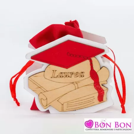 Porta confetti laurea scatolina in legno Laurea Le stelle - 1