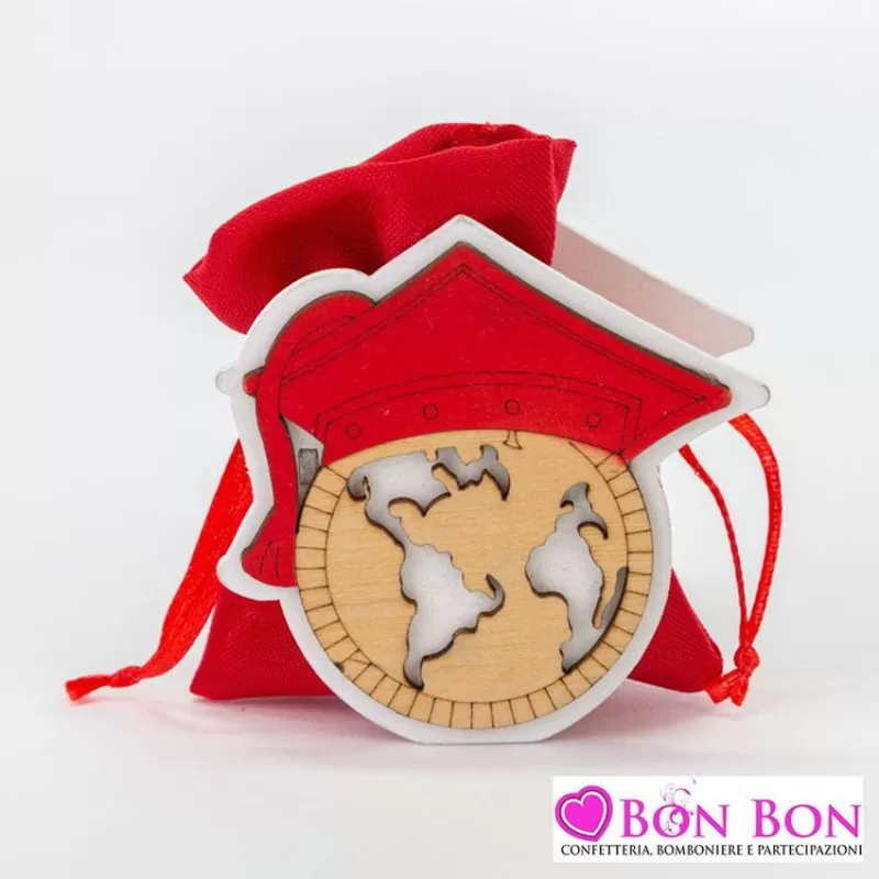 Porta confetti laurea scatolina in legno mappamondo Laurea Le stelle - 1