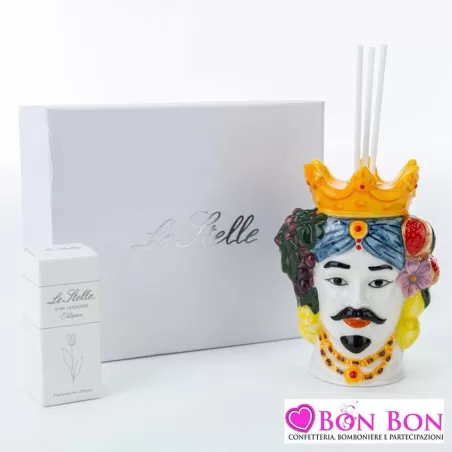 Bomboniera matrimonio profumatore testa di moro uomo in porcellana Le stelle - 1