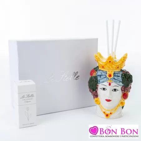 Bomboniera matrimonio profumatore testa di moro donna in porcellana Le stelle - 1
