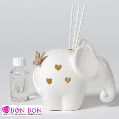 Bomboniera matrimonio profumatore elefante con led AD - 1