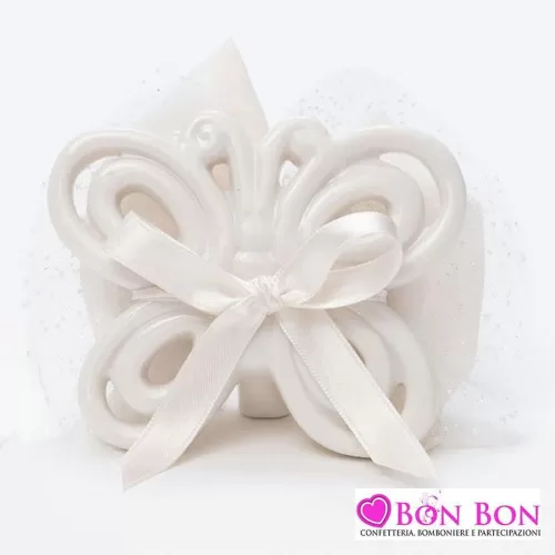 Bomboniera matrimonio farfalla bianca con sacchetto AD - 1