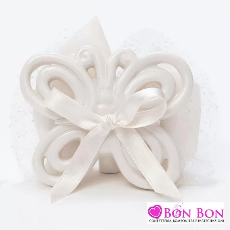 Bomboniera matrimonio farfalla bianca con sacchetto AD - 1