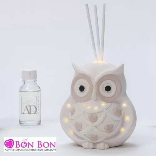 Bomboniera matrimonio profumatore gufo con led AD - 1