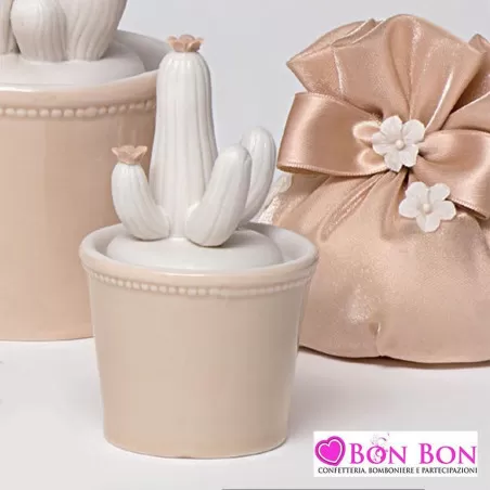 Bomboniera matrimonio piantina cactus piccolo in porcellana AD - 1