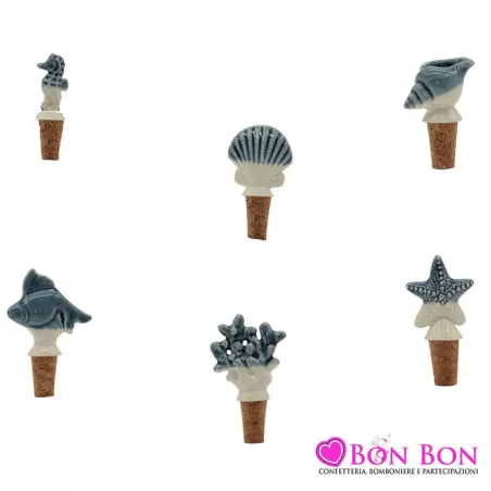 Sacchetto matrimonio con tappo tema mare bianco e blu AD - 2