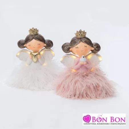 Bomboniera prima comunione principessa led con piume AD - 1