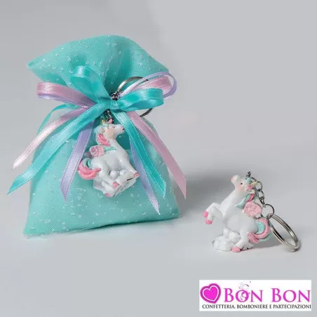 Sacchetto prima comunione con portachiavi unicorno AD - 1