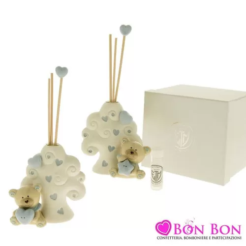 Bomboniera nascita e battesimo profumatore albero della vita con orsetto cielo ETM - 1