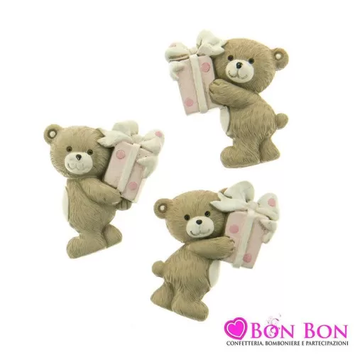 Bomboniera nascita e battesimo magnete orso ted rosa ETM - 1