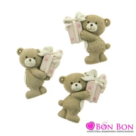 Bomboniera nascita e battesimo magnete orso ted rosa ETM - 1