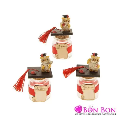 Porta confetti laurea barattolo con gufetto nel tappo ETM - 1