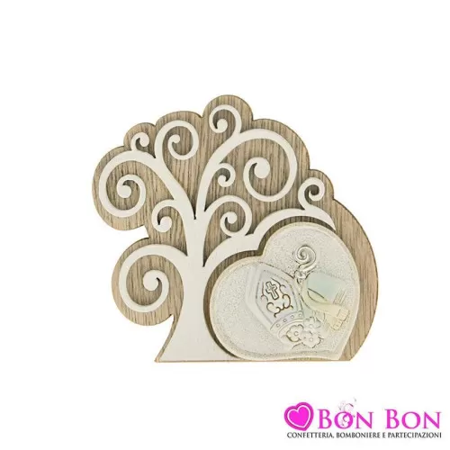 Bomboniera prima comunione icona in resina e legno con immagine simbolo cresima ETM - 1