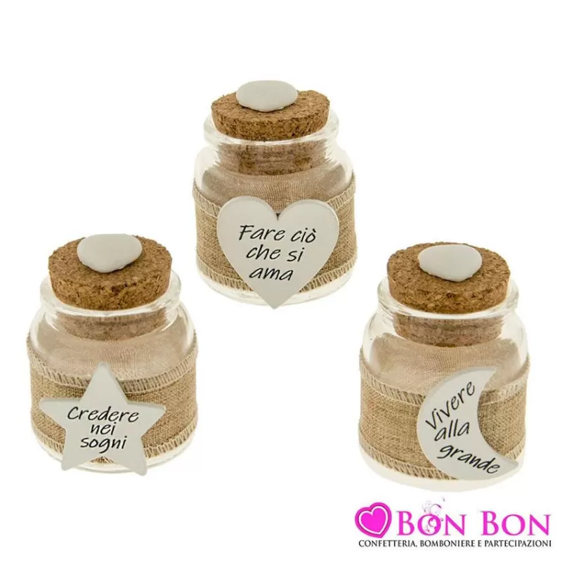 Astuccio e portaconfetti matrimonio barattolo in vetro con tappo in sughero - 1