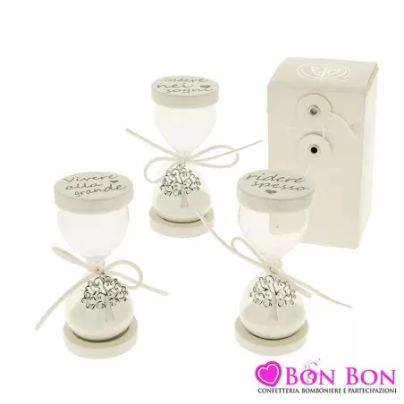 Bomboniera matrimonio clessidra in vetro e porcellana ETM - 1