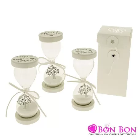 Bomboniera matrimonio clessidra in vetro e porcellana h.13 ETM - 1