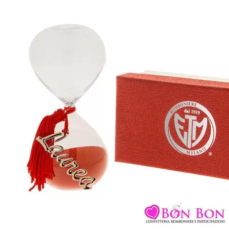 Bomboniera laurea clessidra con pendente scritta laurea h.11,5 ETM - 1