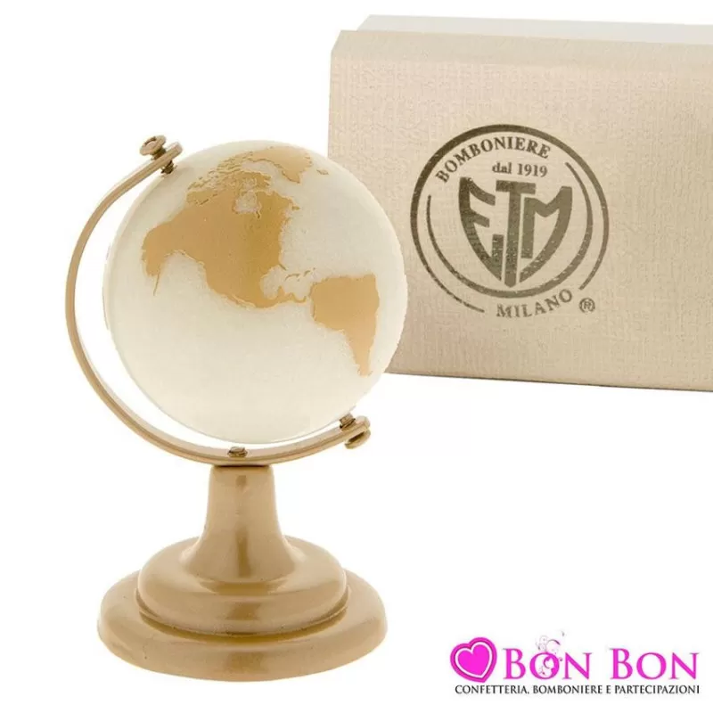 Bomboniera matrimonio mappamondo in pietra h.8 ETM - 1