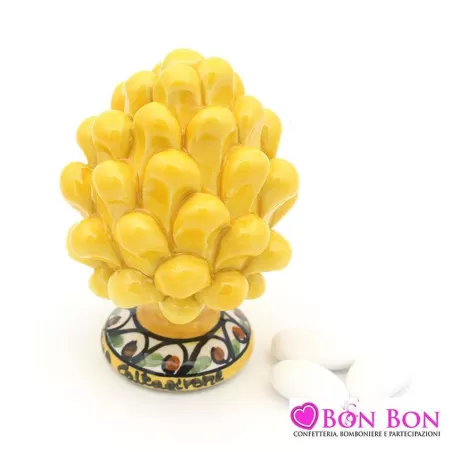 Bomboniera matrimonio siciliano pigna gialla caltagirone piede decorato - 1