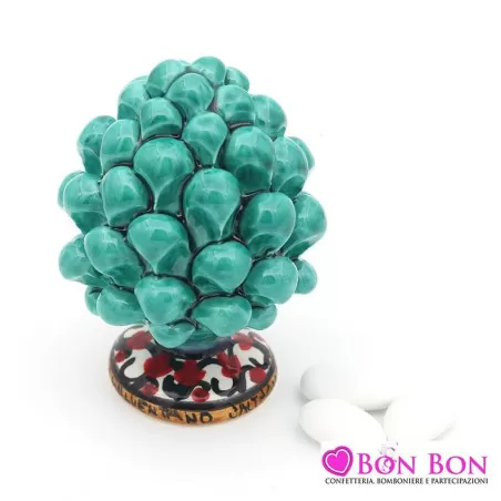 Bomboniera matrimonio siciliano pigna verde caltagirone piede decorato - 1