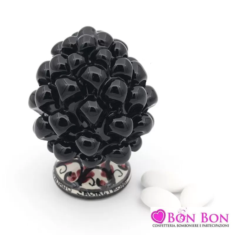 Bomboniera matrimonio siciliano pigna nera caltagirone piede decorato - 1