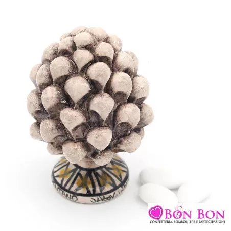 Bomboniera matrimonio siciliano pigna fumè caltagirone piede decorato - 1