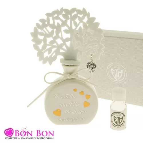 Profumatore in porcellana con frase matrimonio albero della vita ETM - 1