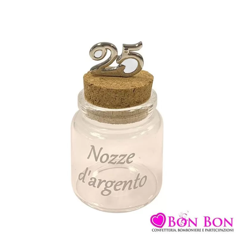 Astuccio e portaconfetti matrimonio barattolo in vetro con scritta nozze d´argento - 1