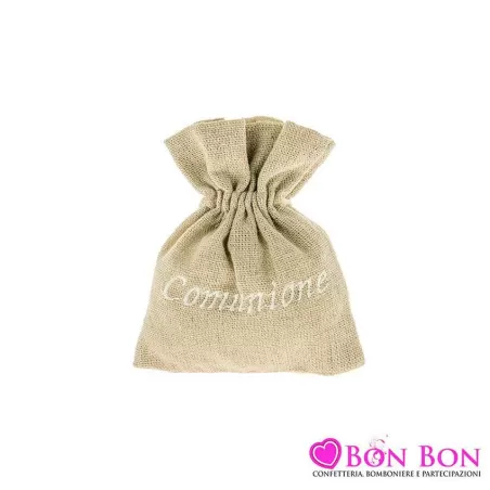 Sacchetto prima comunione beige con scritta comunione ETM - 1