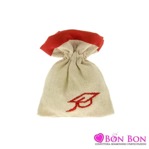 Sacchetto laurea beige con bordino rosso ETM - 1