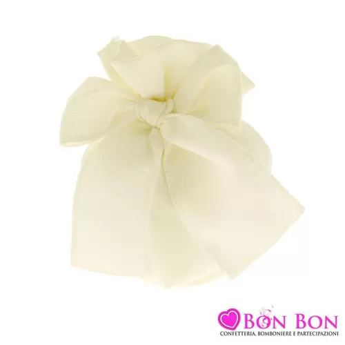 Sacchetto matrimonio fagotto con base tonda crema con fiocco ETM - 1