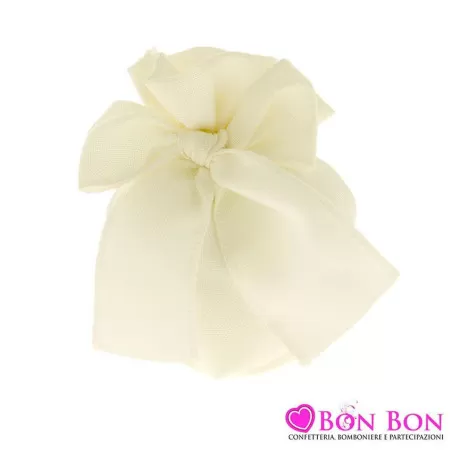 Sacchetto matrimonio fagotto con base tonda crema con fiocco ETM - 1