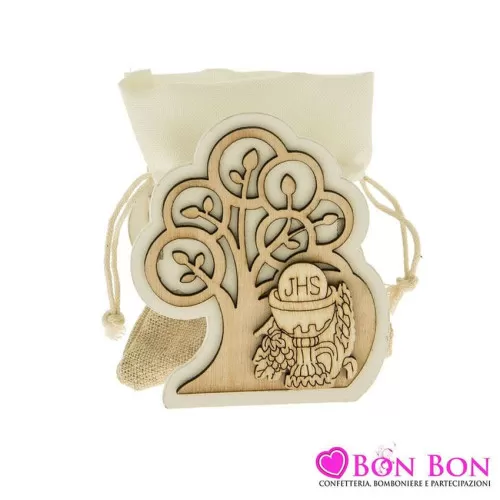 Scatolina albero legno prima comunione con sacchetto ETM - 1