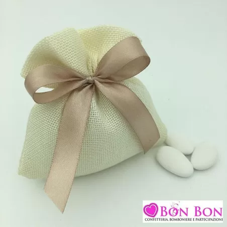 Sacchetto matrimonio avorio con tirante - 1