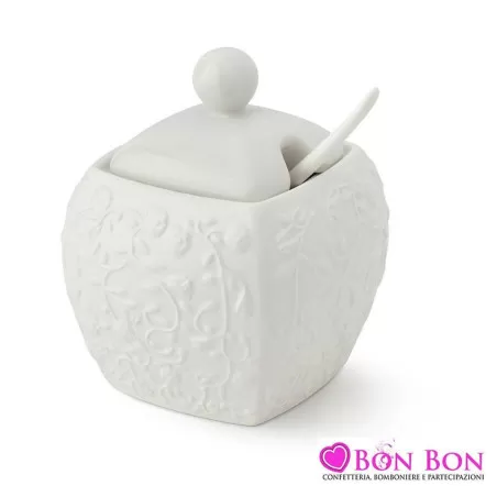 Bomboniera matrimonio hervit zuccheriera square con roselline Hervit - 1