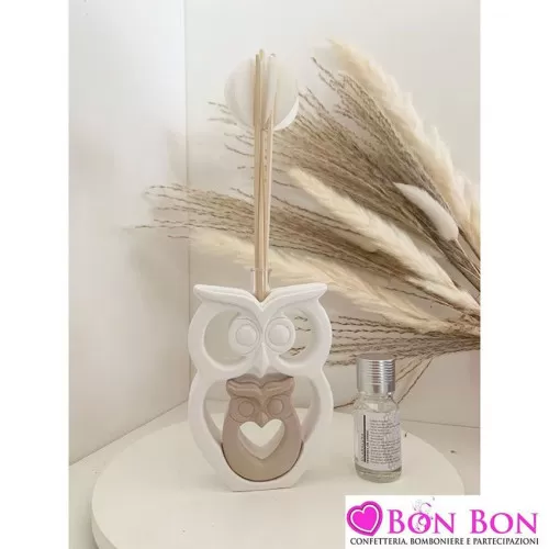 Bomboniera prima comunione profumatore gufo con gufetto Claraluna - 1