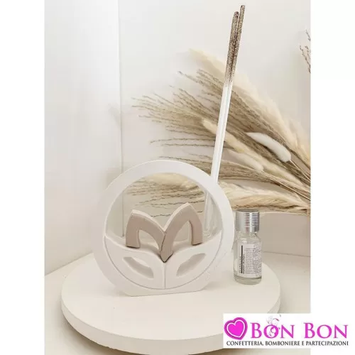 Bomboniera matrimonio claraluna profumatore cerchio con foglie Claraluna - 1