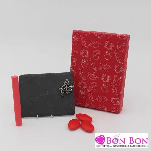 Bomboniera laurea lavagna con gessetto e ciondolo tocco Tabor - 1