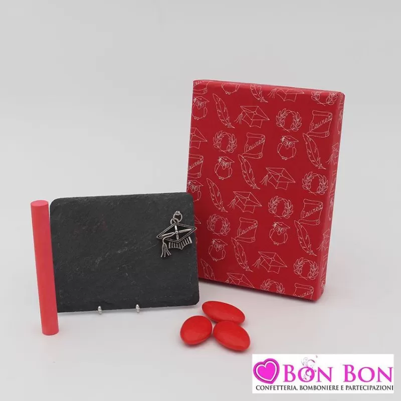 Bomboniera laurea lavagna con gessetto e ciondolo tocco Tabor - 1