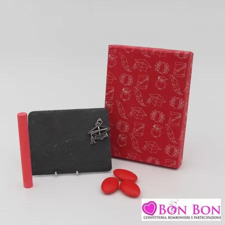 Bomboniera laurea lavagna con gessetto e ciondolo tocco Tabor - 1