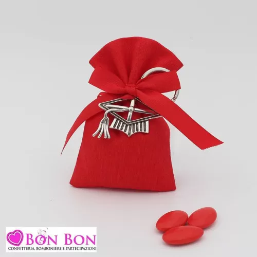 Sacchetto laurea rosso con portachiavi tocco ETM - 1