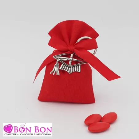 Sacchetto laurea rosso con portachiavi tocco ETM - 1