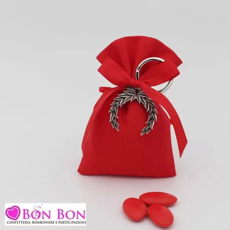 Sacchetto laurea rosso con portachiavi alloro ETM - 1