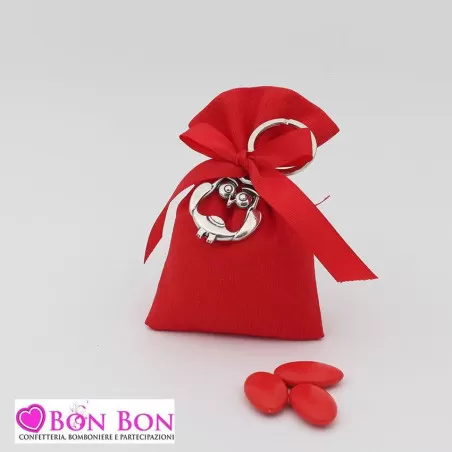 Sacchetto laurea rosso con portachiavi gufo ETM - 1