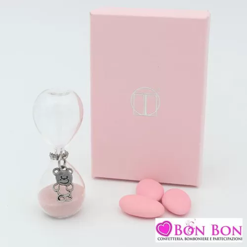 Bomboniera nascita e battesimo clessidra con pendente orsetto Tabor - 1