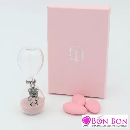 Bomboniera nascita e battesimo clessidra con pendente orsetto Tabor - 1